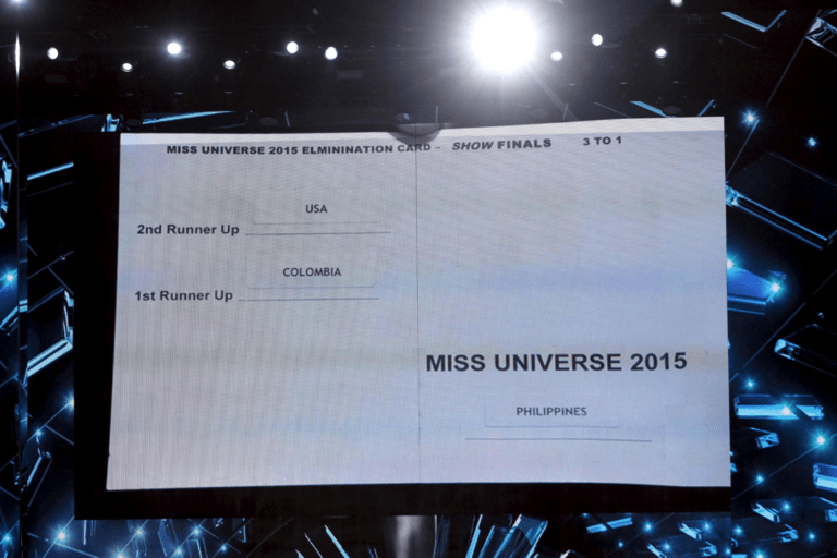 exemplo de crachá Miss universe 2015