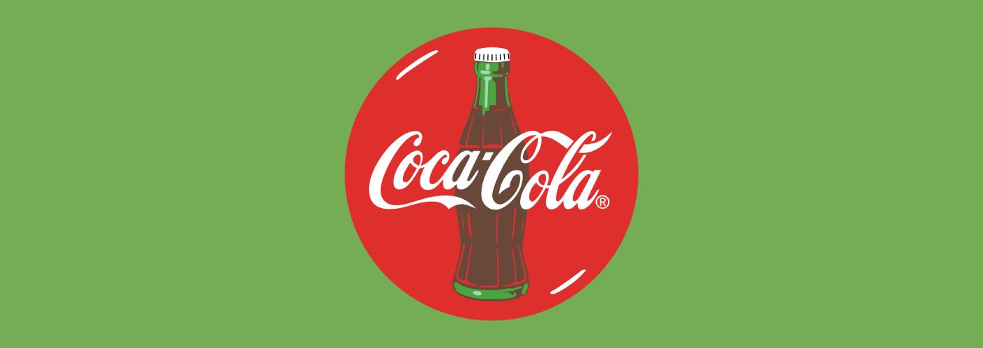 imagem do logo da coca-cola e uma garrafa da bebida