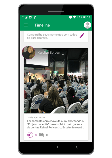 Post feito na timeline do app do evento SUESC 2019