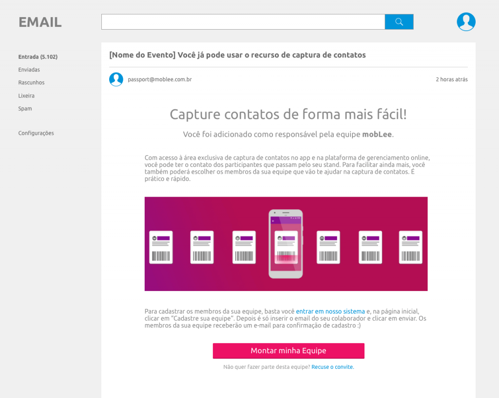 Modelo de email da plataforma mobLee