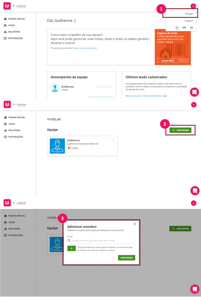 Passo a passo de como usar a plataforma mobLee para coleta de leads