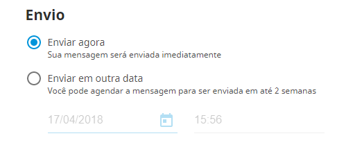 Área de envio das notificações